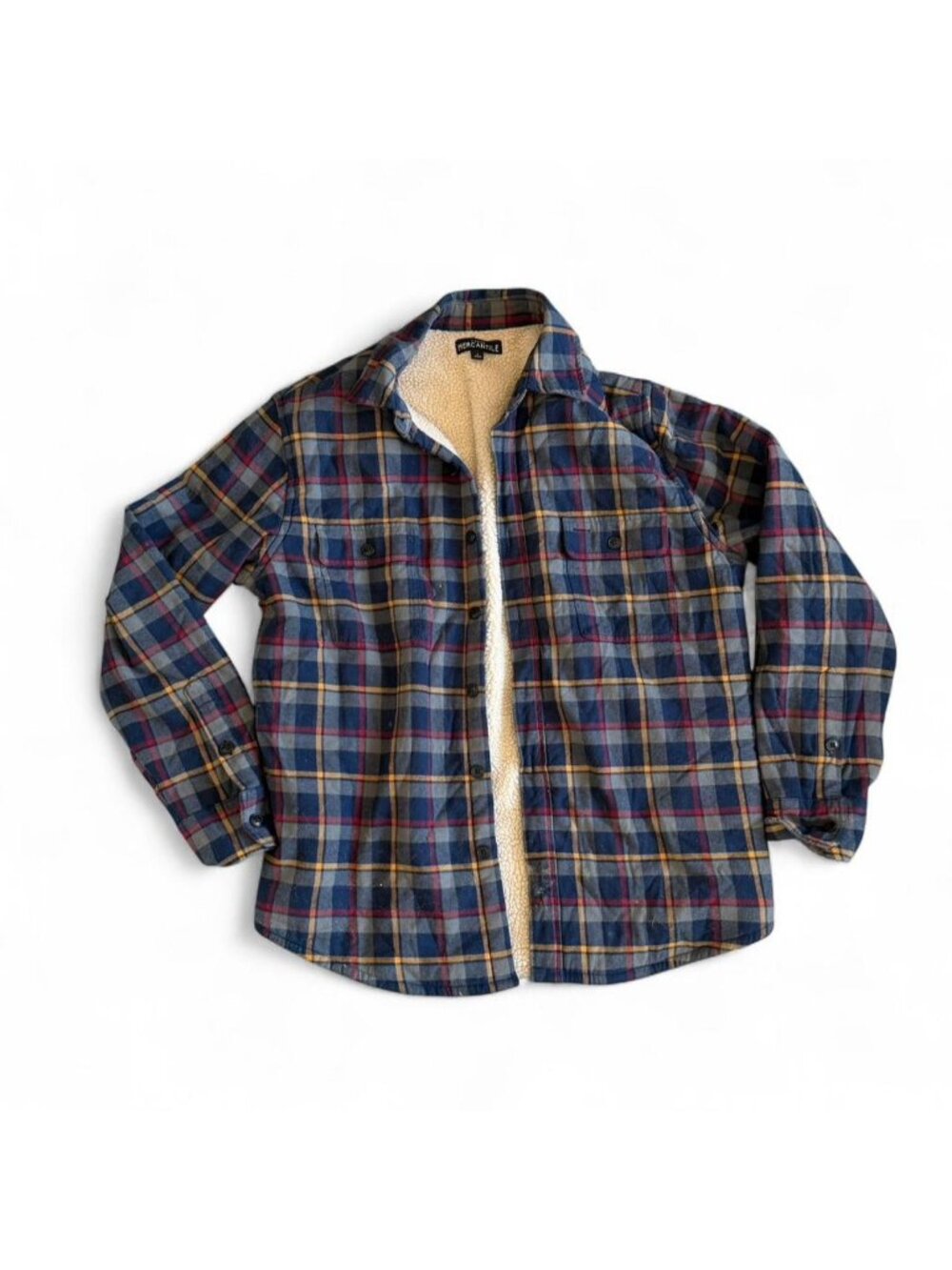 Thrifted JCrew Mercantile plaid sherpa-lined shacket